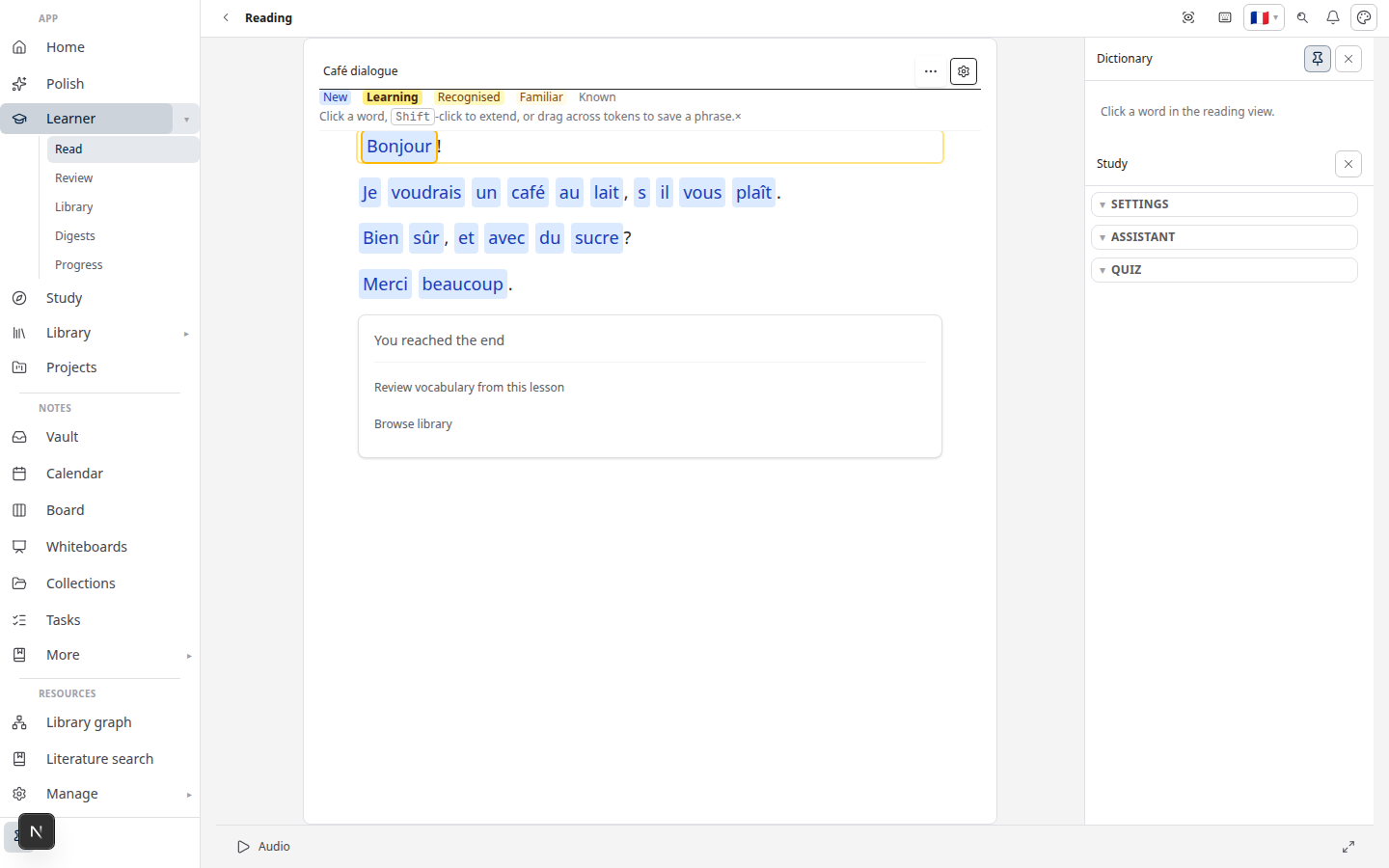 Learner demo — read with word help on lattuce.app