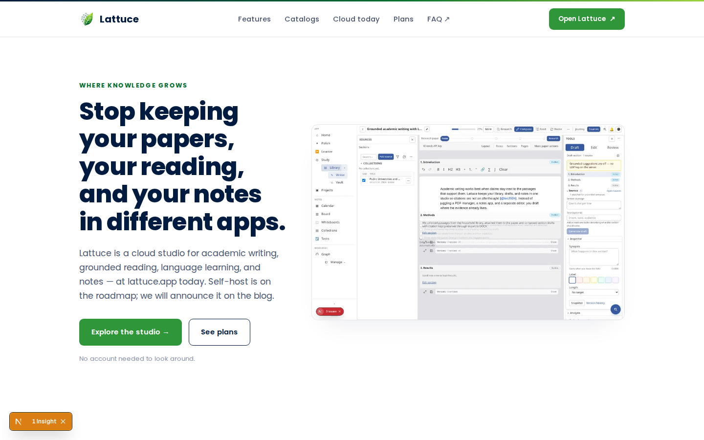Lattuce on lattuce.app — cloud research workspace